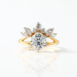 Round Cut Lab Grown Split Shank Queen Crown Ring