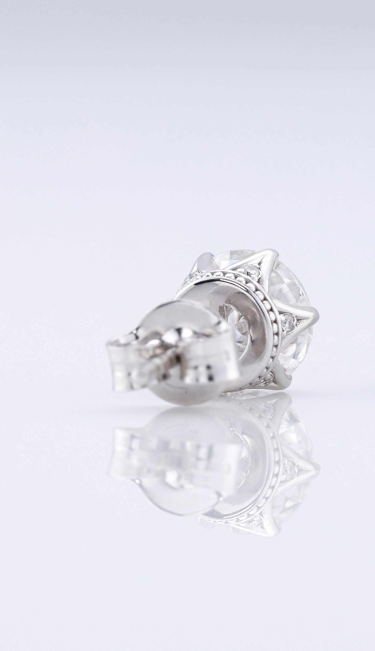 Round Cut Lab Grown Stud Earrings - Six Prong Set