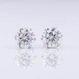 Round Cut Lab Grown Stud Earrings - Six Prong Set