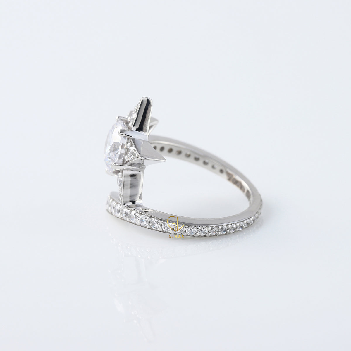 Round Cut Moissanite Diamond Bypass Engagement Ring