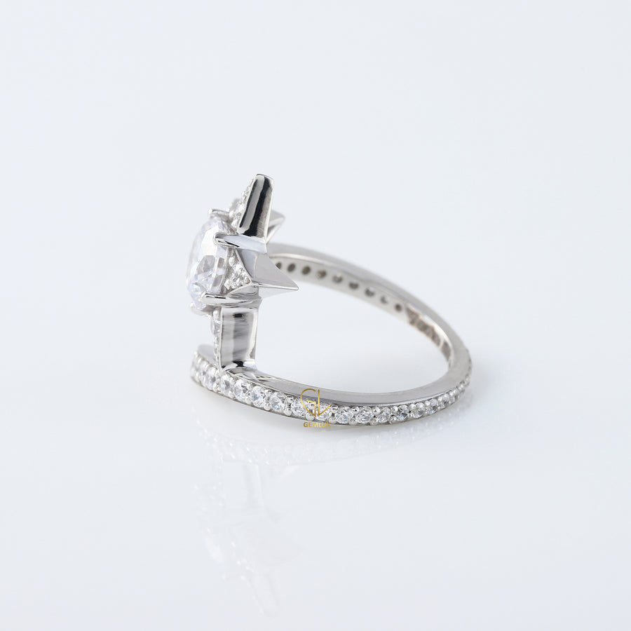 Round Cut Moissanite Diamond Bypass Engagement Ring
