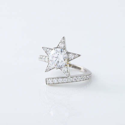 Round Cut Moissanite Diamond Bypass Engagement Ring