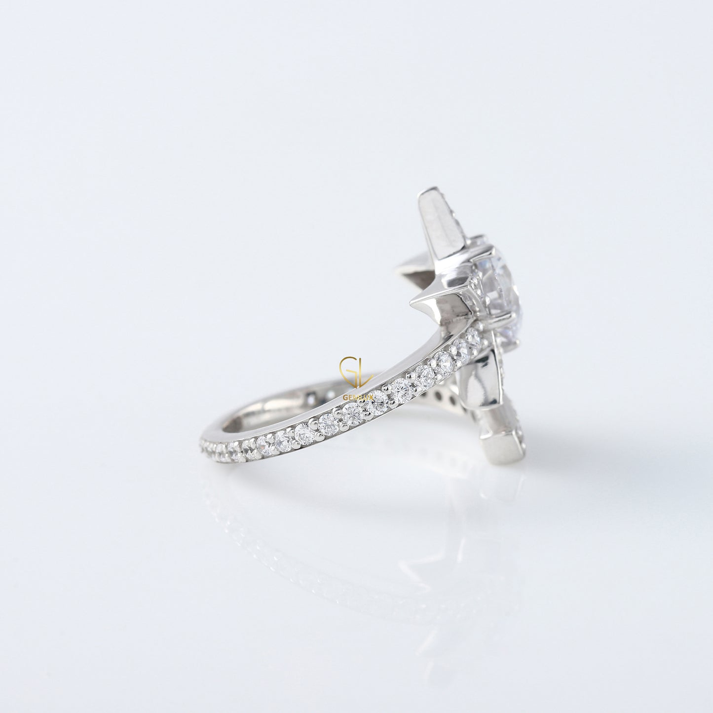 Round Cut Moissanite Diamond Bypass Engagement Ring