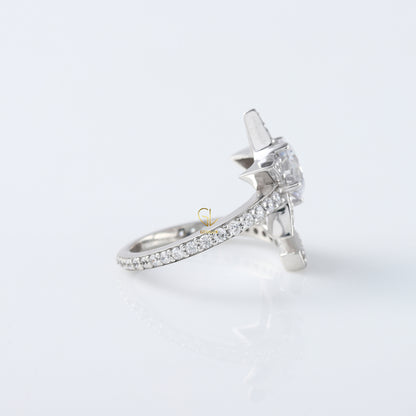 Round Cut Moissanite Diamond Bypass Engagement Ring