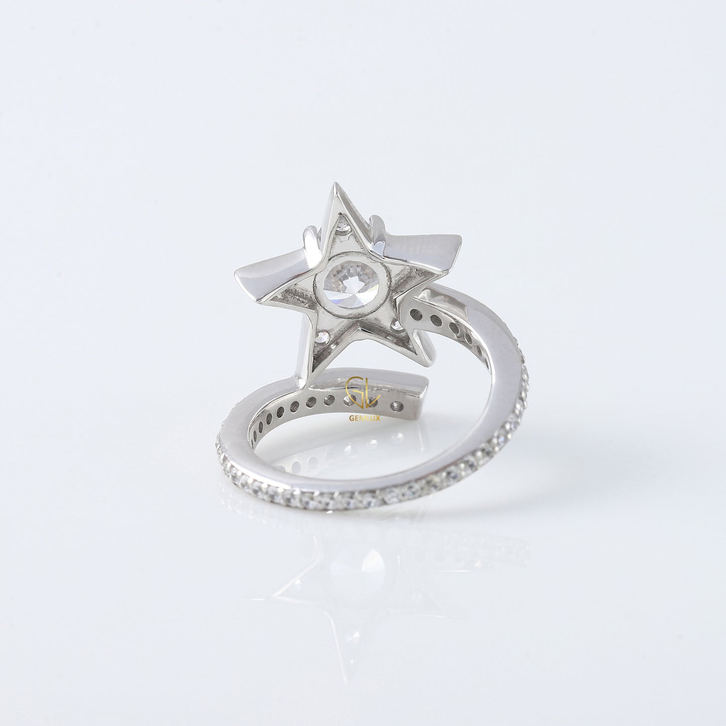 Round Cut Moissanite Diamond Bypass Engagement Ring
