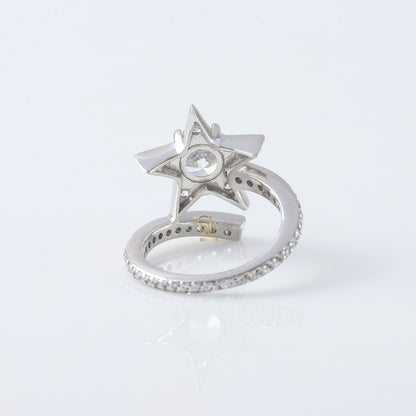 Round Cut Moissanite Diamond Bypass Engagement Ring