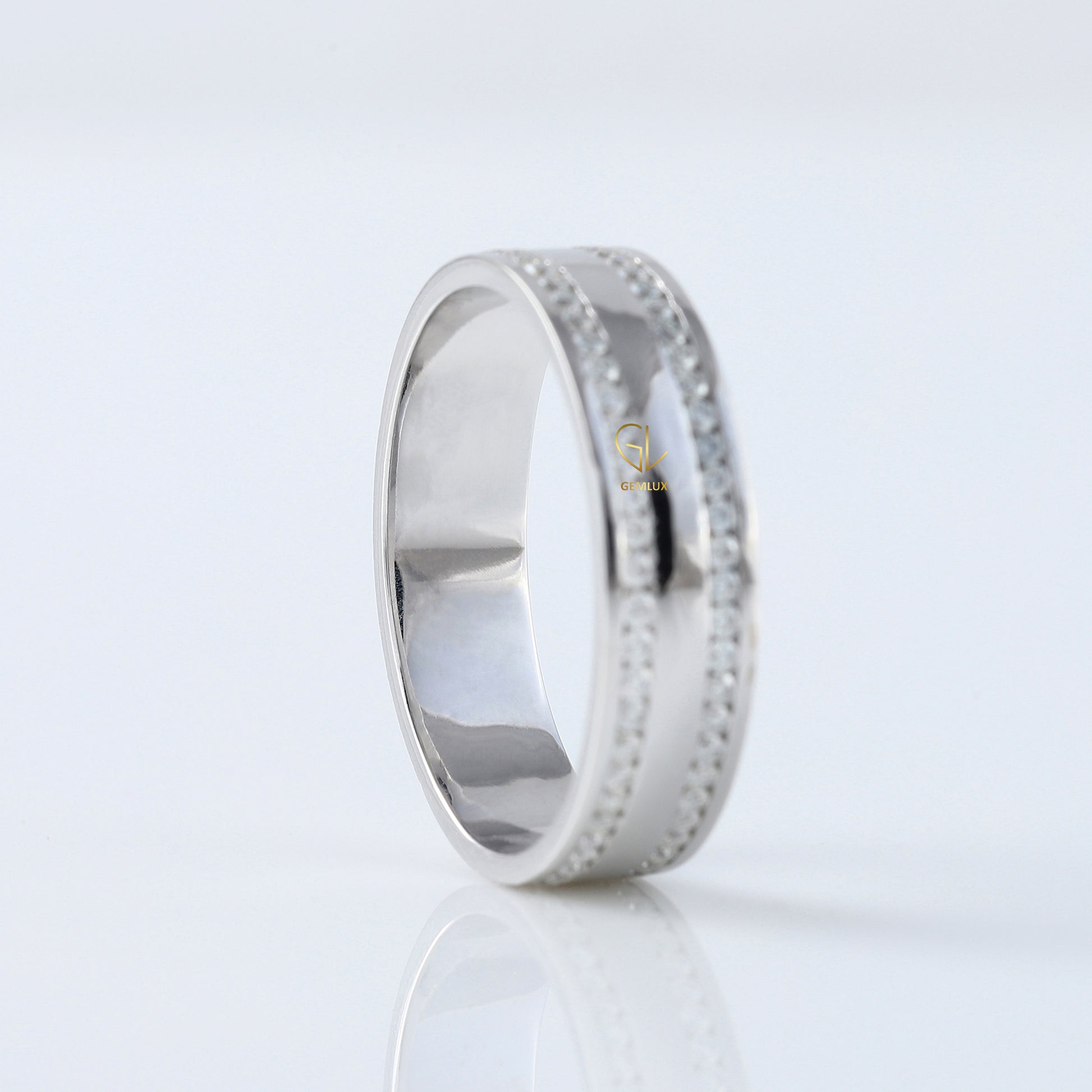Round Cut Moissanite Diamond Channel Set Wedding Band