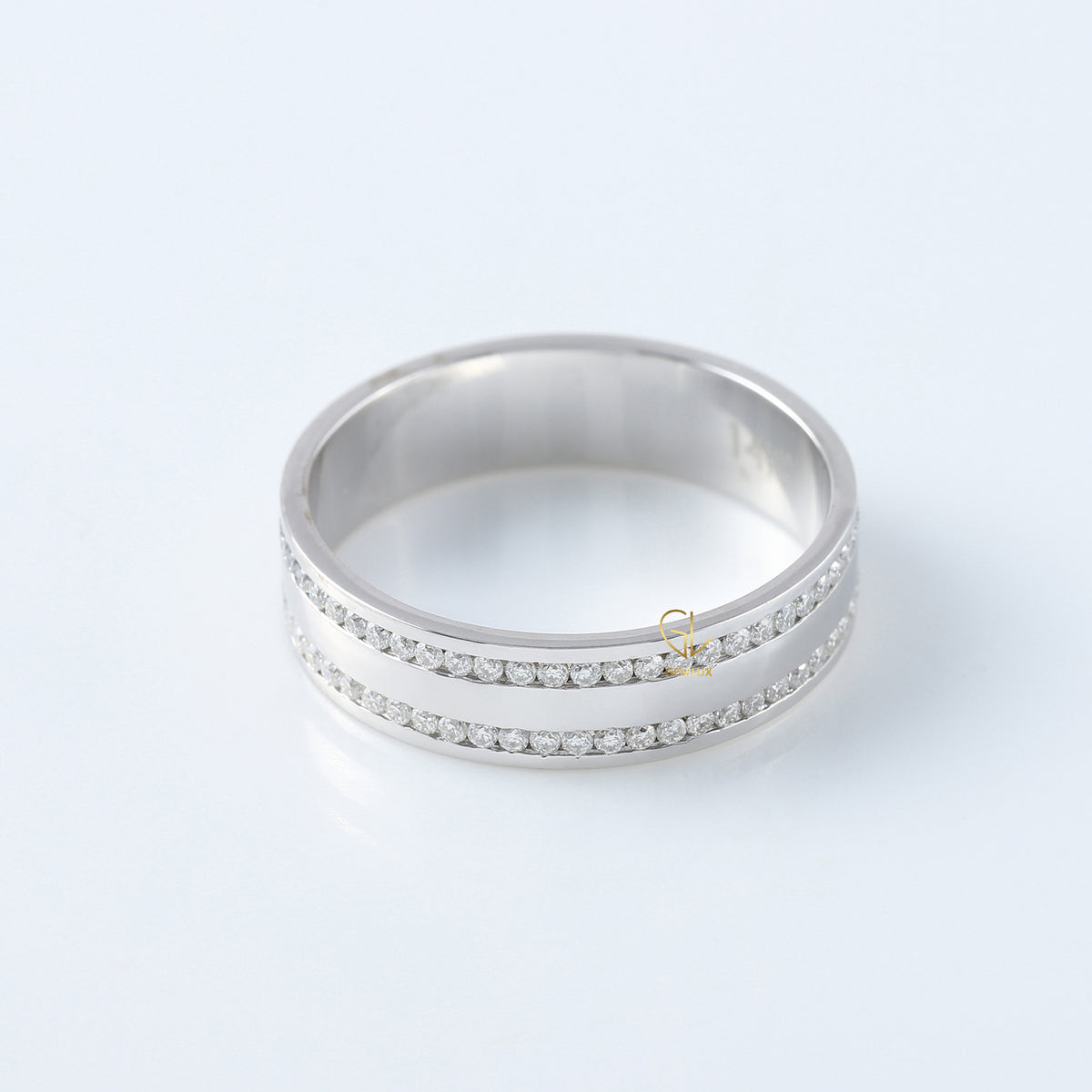 Round Cut Moissanite Diamond Channel Set Wedding Band