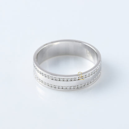 Round Cut Moissanite Diamond Channel Set Wedding Band