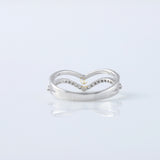 Round Cut Moissanite Diamond Chevron Wedding Band