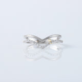 Round Cut Moissanite Diamond Chevron Wedding Band