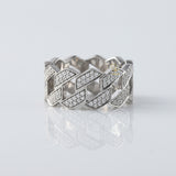 Round Cut Moissanite Diamond Cuban Ring Iced Out Luxury Statement Band