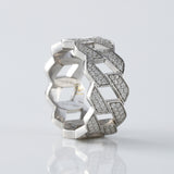 Round Cut Moissanite Diamond Cuban Ring Iced Out Luxury Statement Band