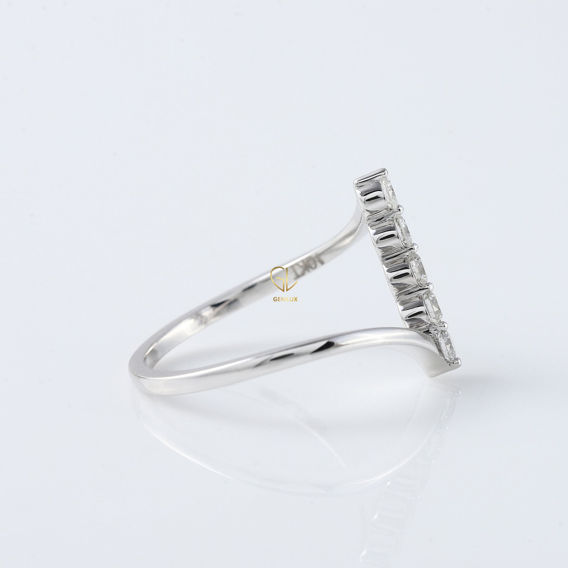 Round Cut Moissanite Diamond Five Stone Bypass Ring