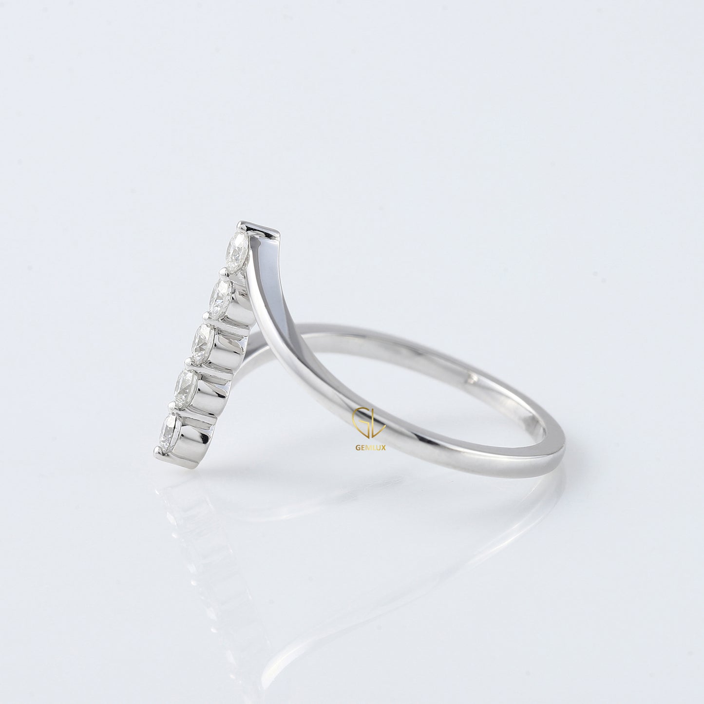 Round Cut Moissanite Diamond Five Stone Bypass Ring