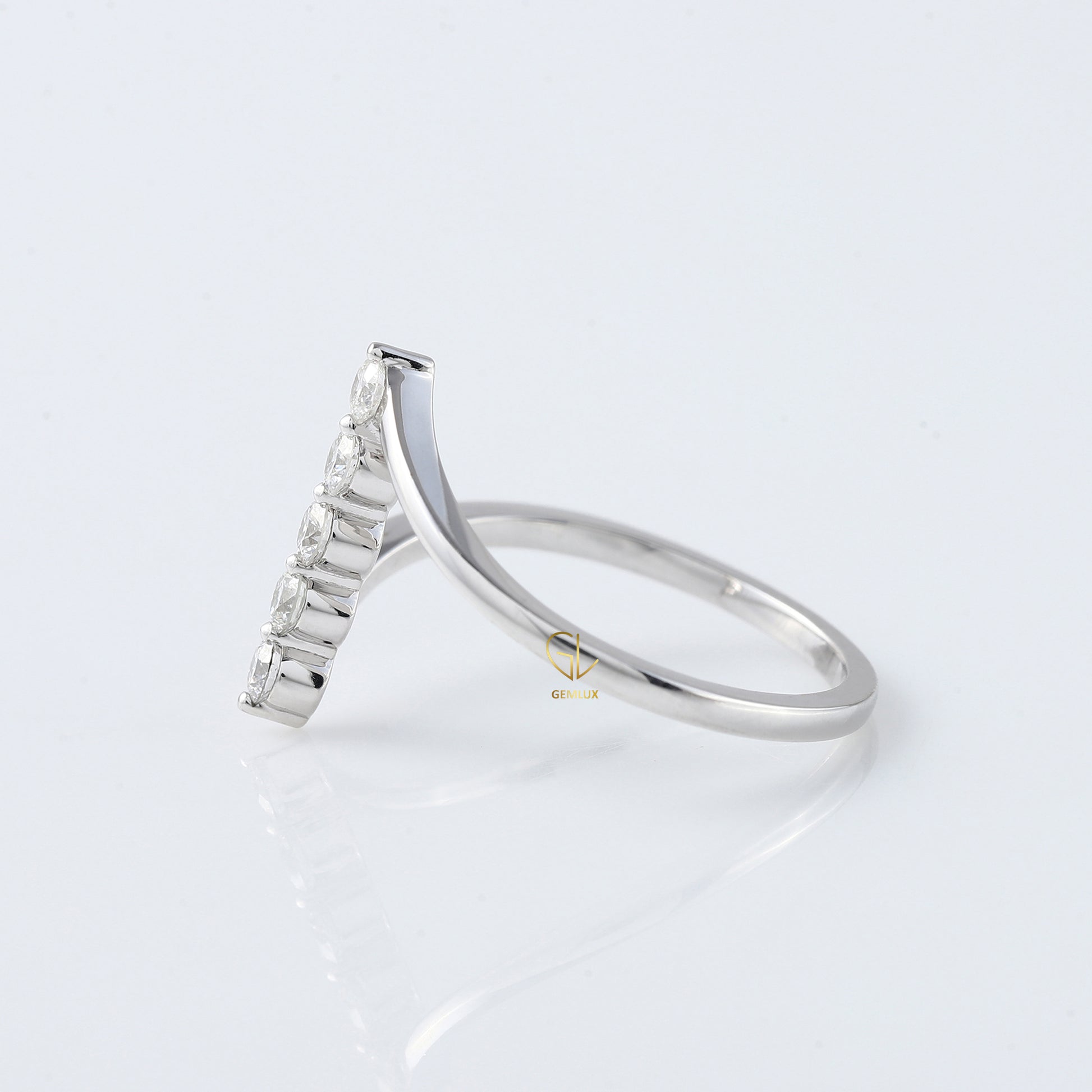 Round Cut Moissanite Diamond Five Stone Bypass Ring