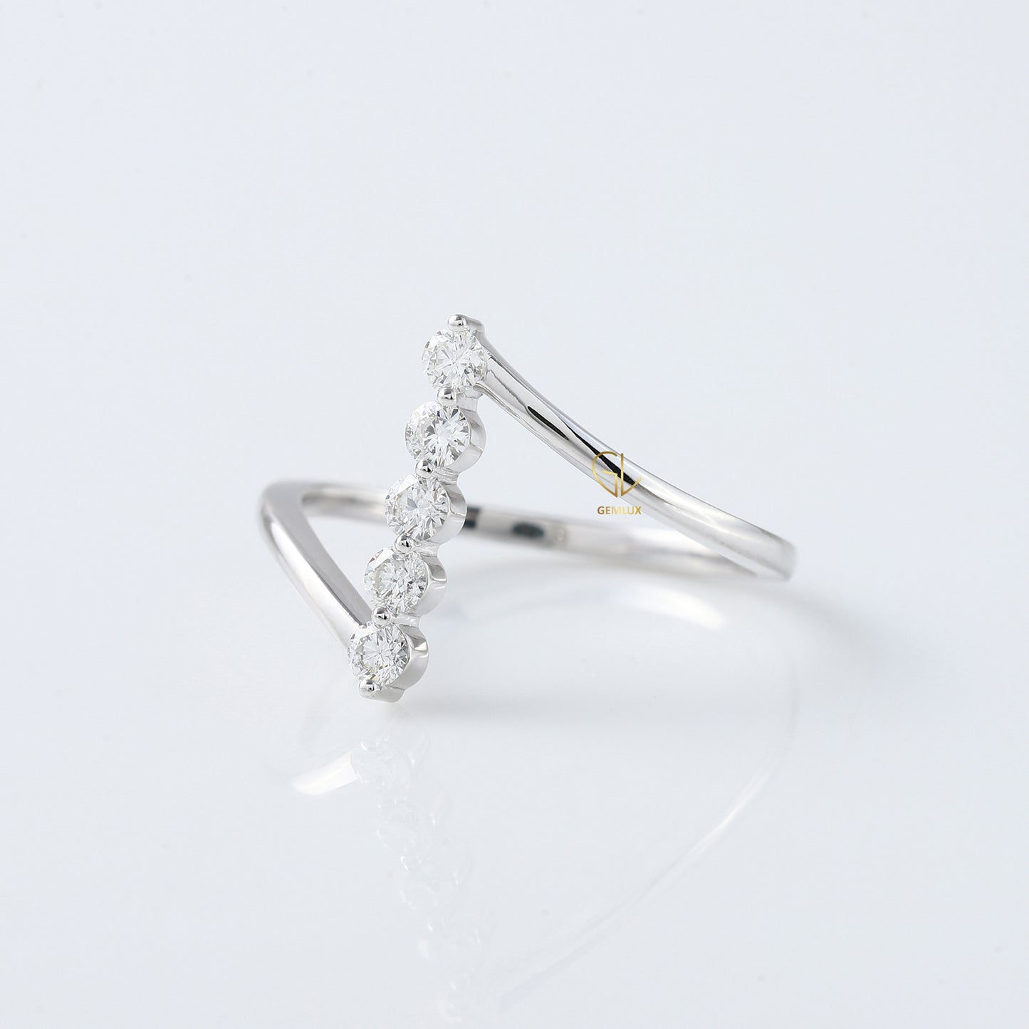 Round Cut Moissanite Diamond Five Stone Bypass Ring