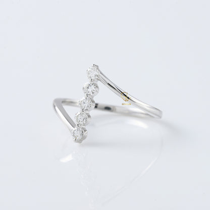 Round Cut Moissanite Diamond Five Stone Bypass Ring
