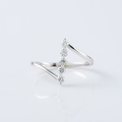 Round Cut Moissanite Diamond Five Stone Bypass Ring