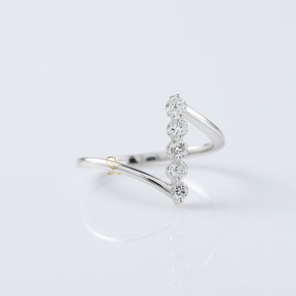 Round Cut Moissanite Diamond Five Stone Bypass Ring
