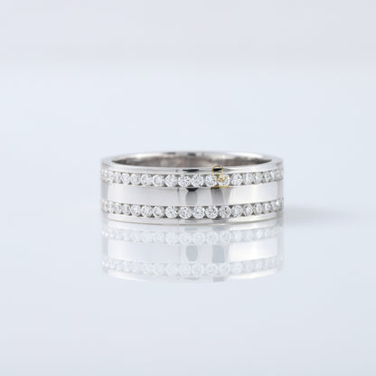 Round Cut Moissanite Diamond Half Eternity Wedding Band