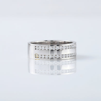 Round Cut Moissanite Diamond Half Eternity Wedding Band