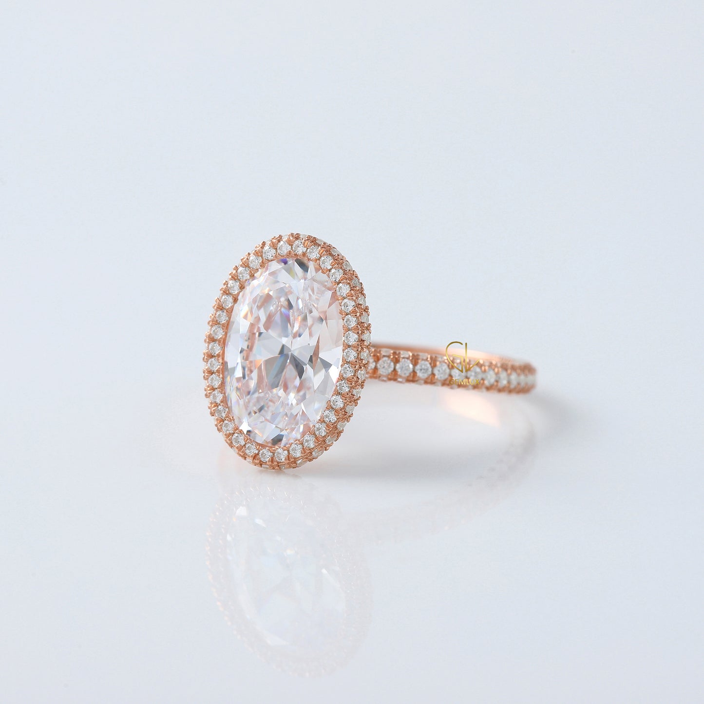 Round Cut Moissanite Diamond Hidden Halo Engagement Ring