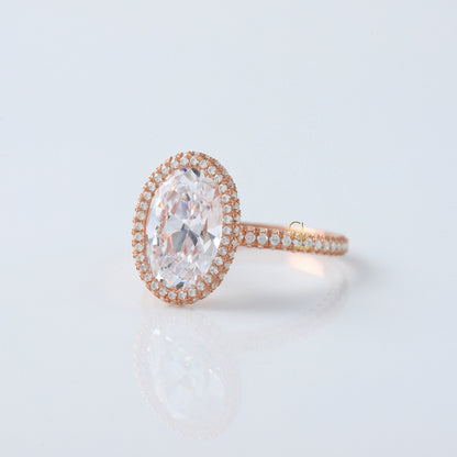 Round Cut Moissanite Diamond Hidden Halo Engagement Ring