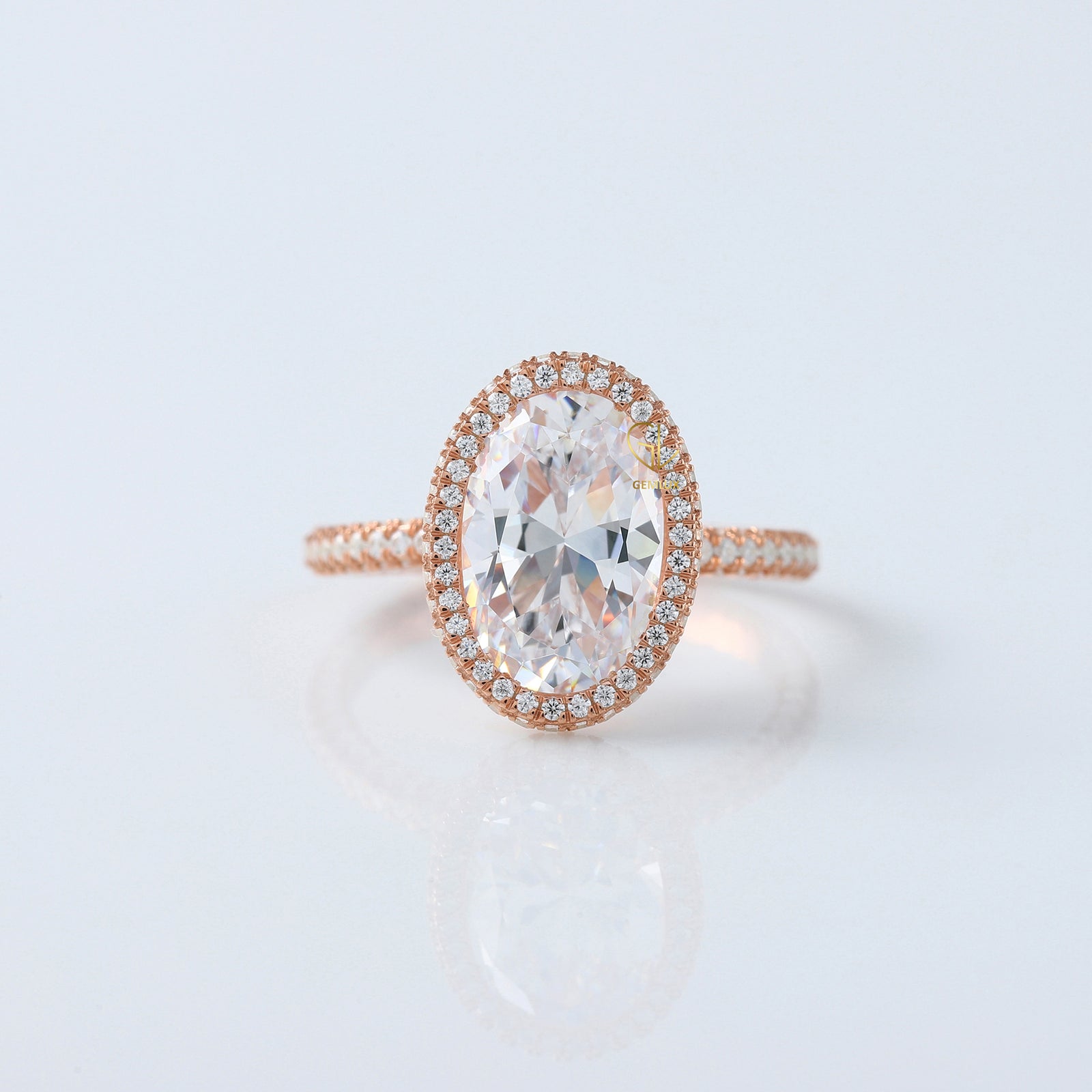 Round Cut Moissanite Diamond Hidden Halo Engagement Ring