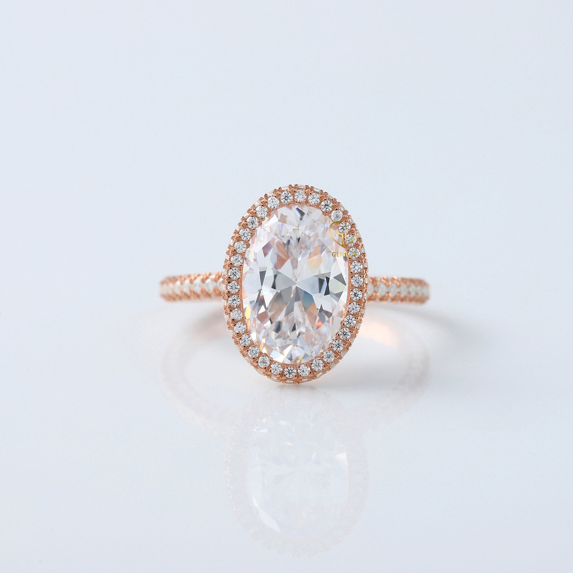 Round Cut Moissanite Diamond Hidden Halo Engagement Ring