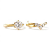 Round Cut Moissanite Diamond Solitaire Engagement Ring With Matching Curved Ring Set
