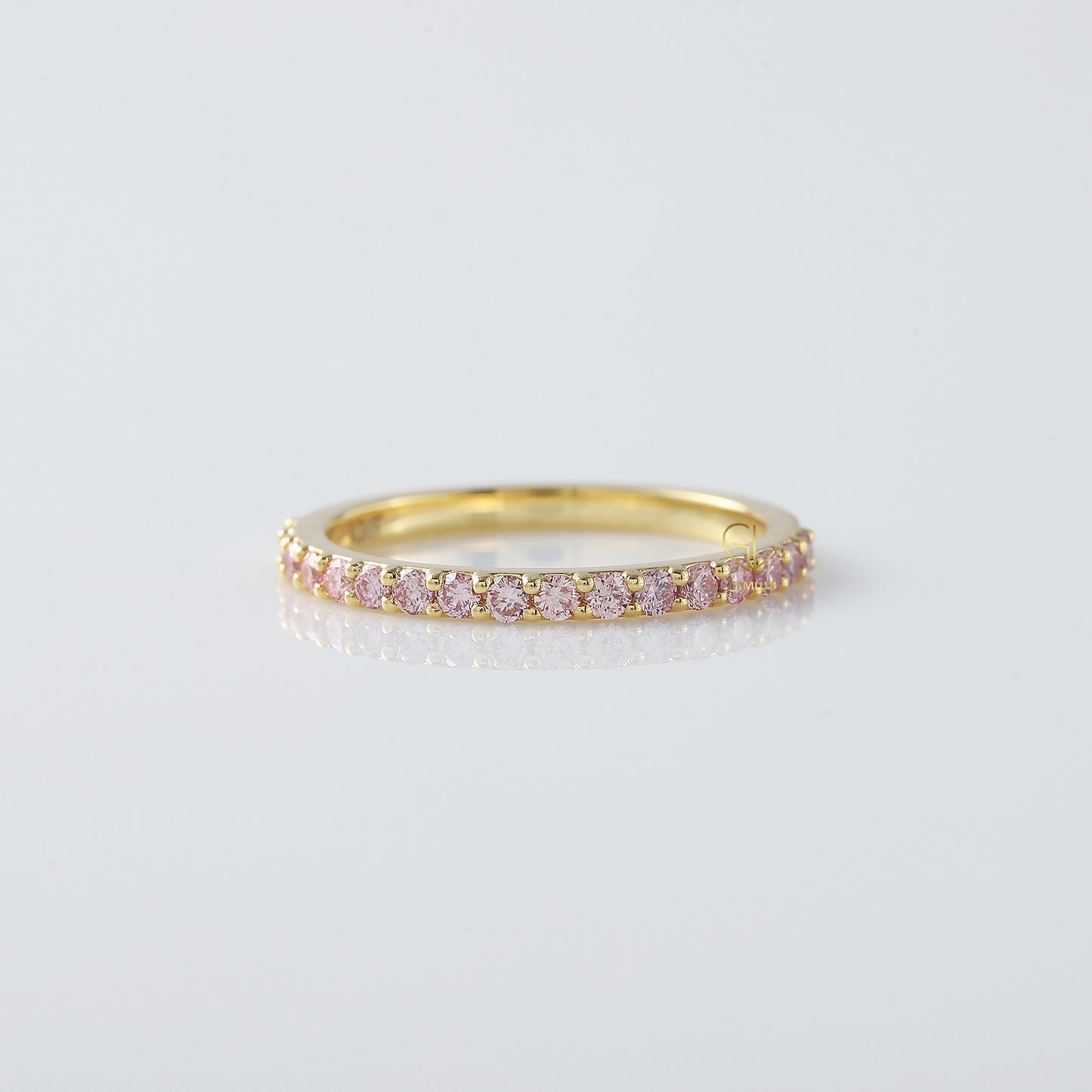 Round Cut Moissanite Half Eternity Wedding Band