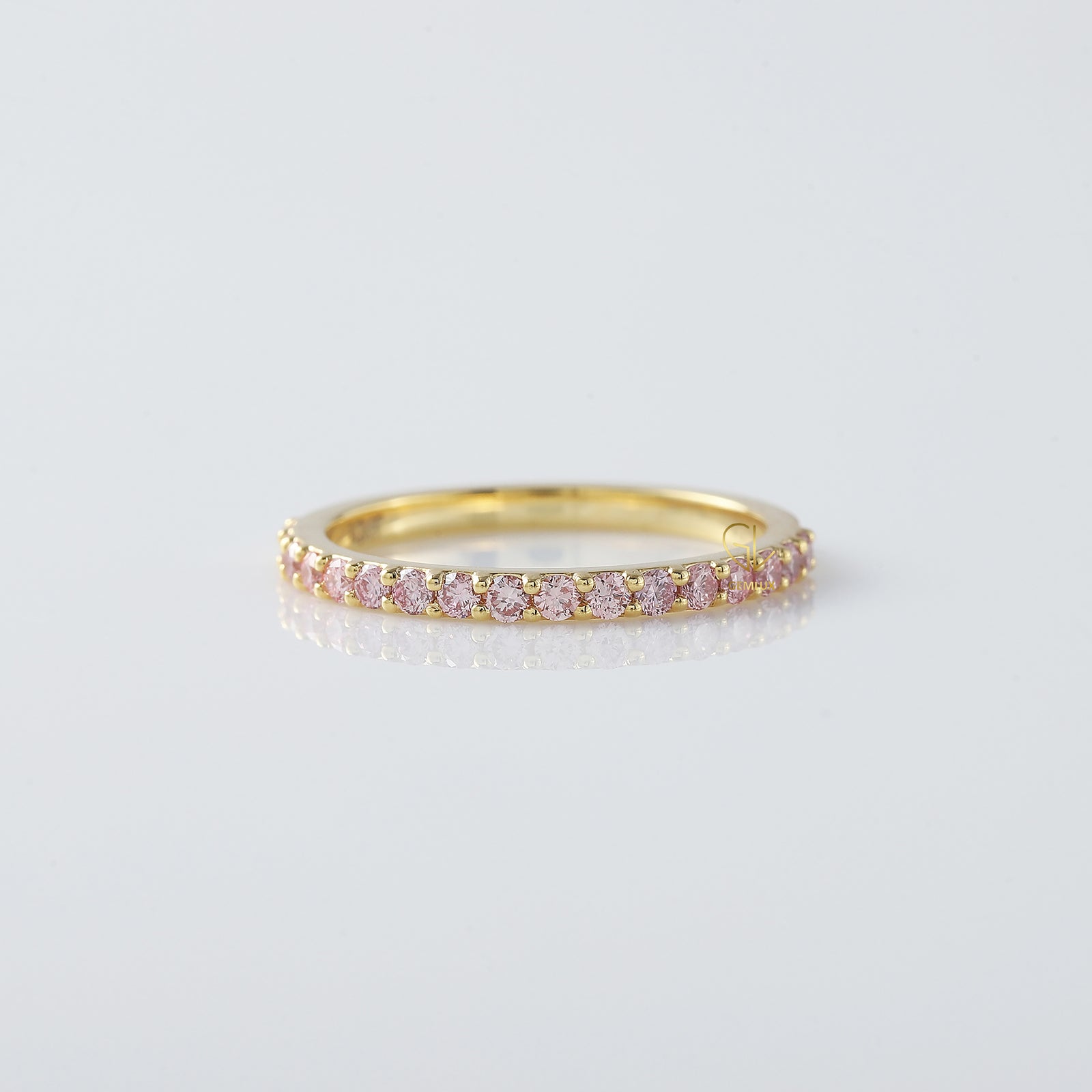 Round Cut Moissanite Half Eternity Wedding Band