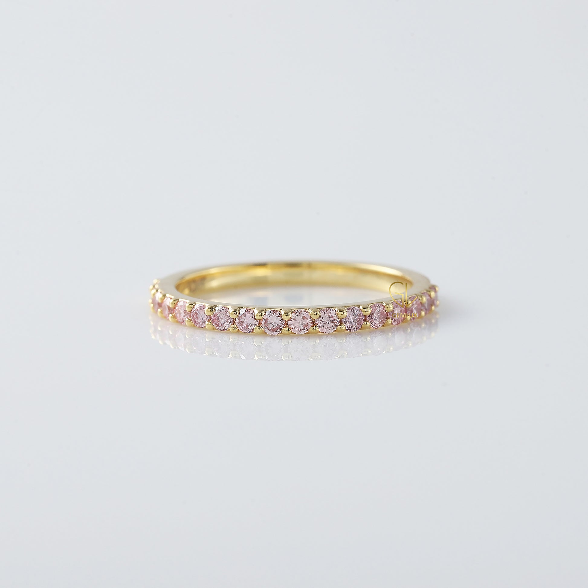 Round Cut Moissanite Half Eternity Wedding Band