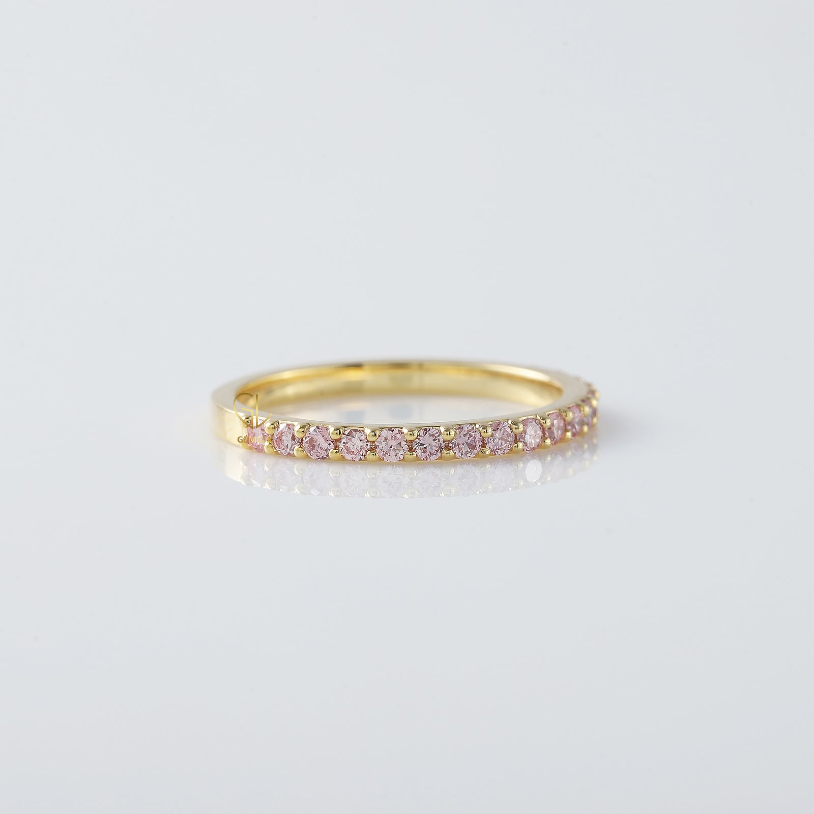 Round Cut Moissanite Half Eternity Wedding Band