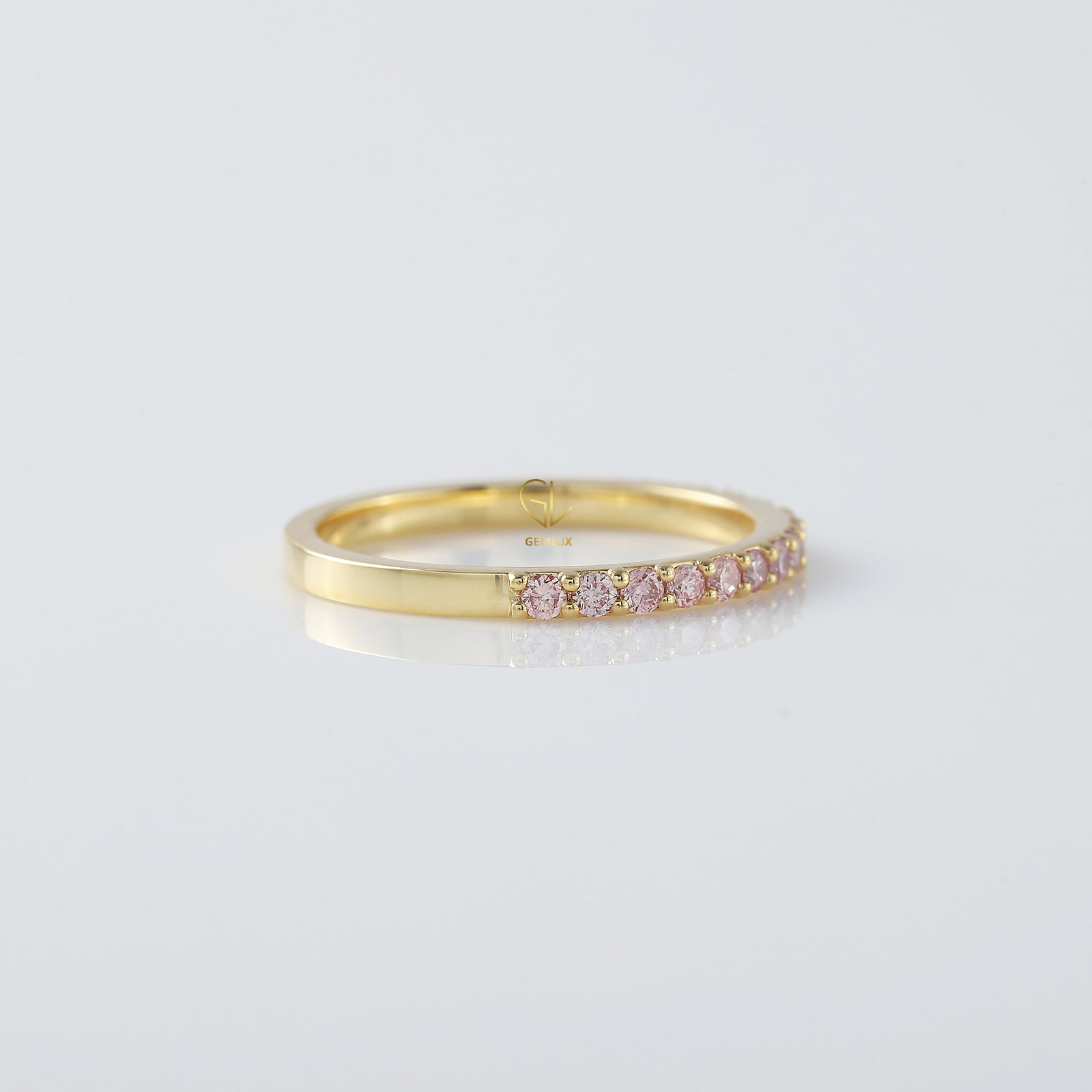 Round Cut Moissanite Half Eternity Wedding Band