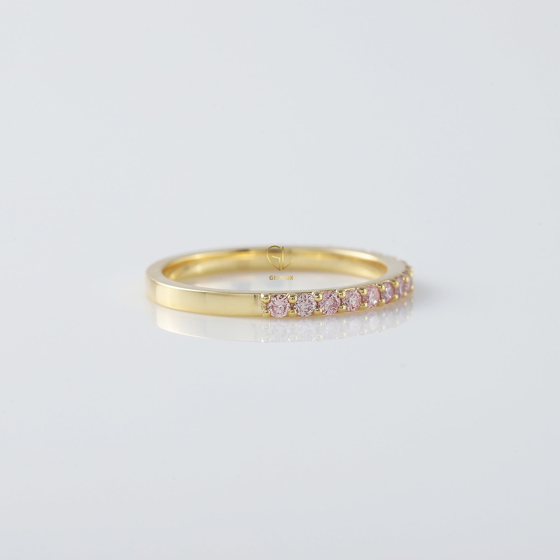 Round Cut Moissanite Half Eternity Wedding Band