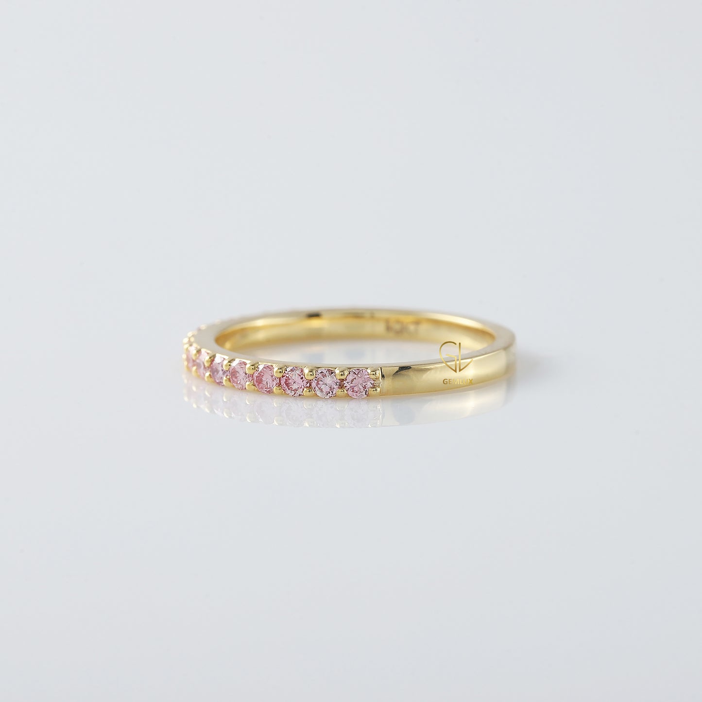Round Cut Moissanite Half Eternity Wedding Band