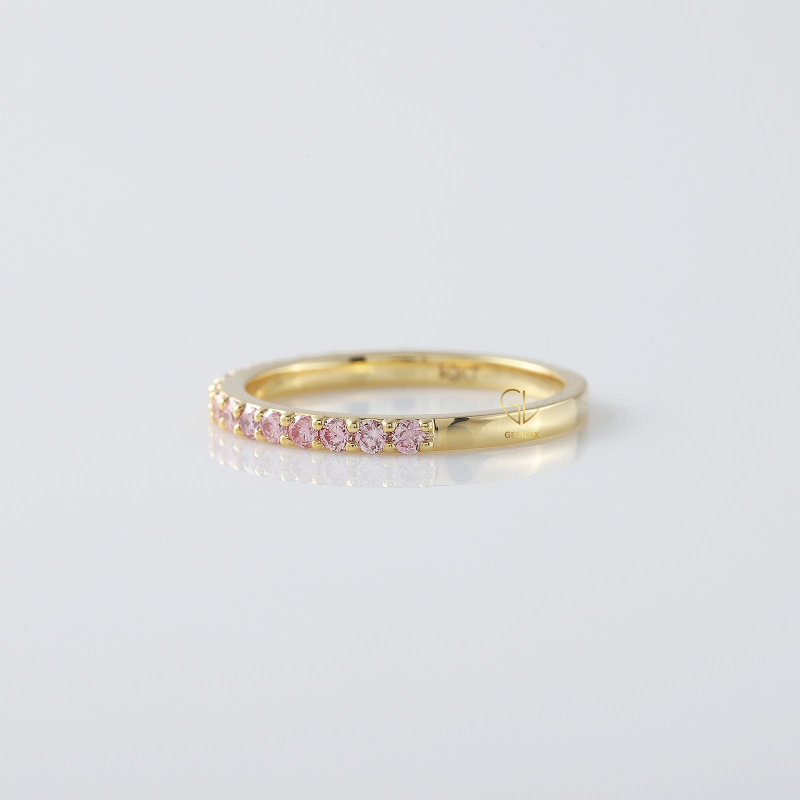 Round Cut Moissanite Half Eternity Wedding Band