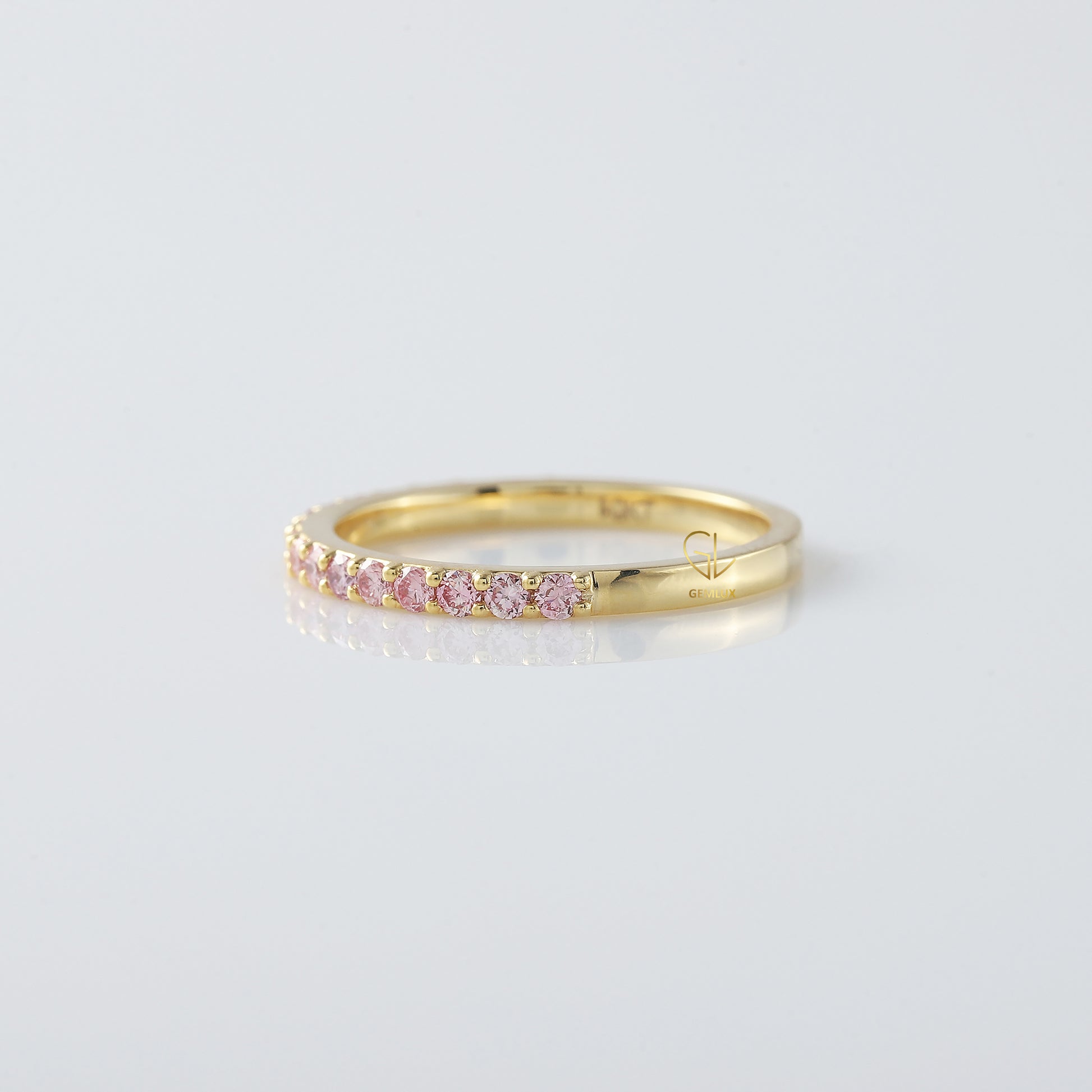 Round Cut Moissanite Half Eternity Wedding Band