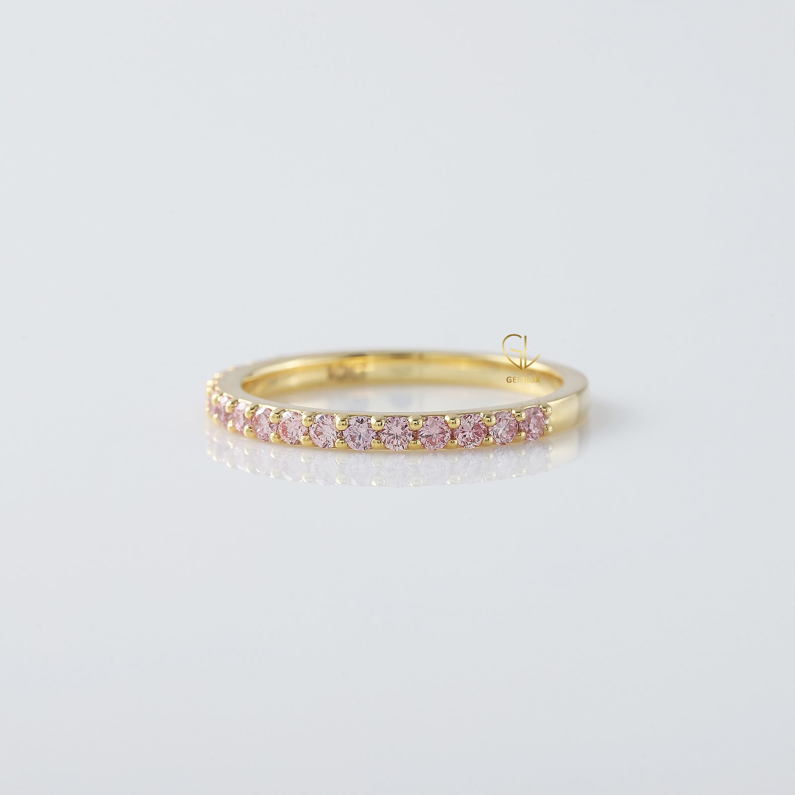 Round Cut Moissanite Half Eternity Wedding Band