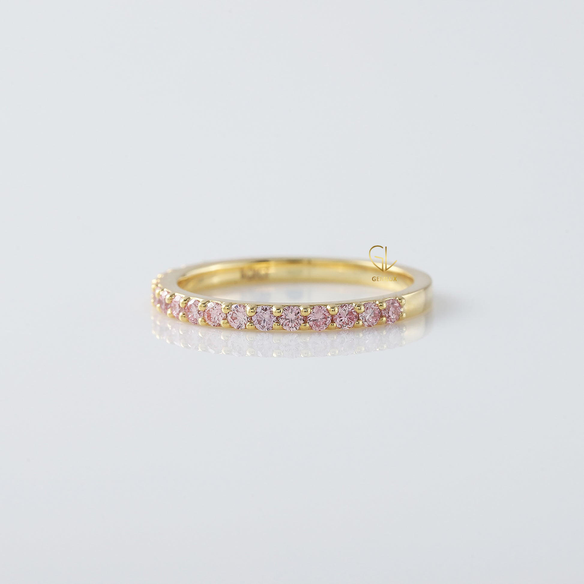 Round Cut Moissanite Half Eternity Wedding Band
