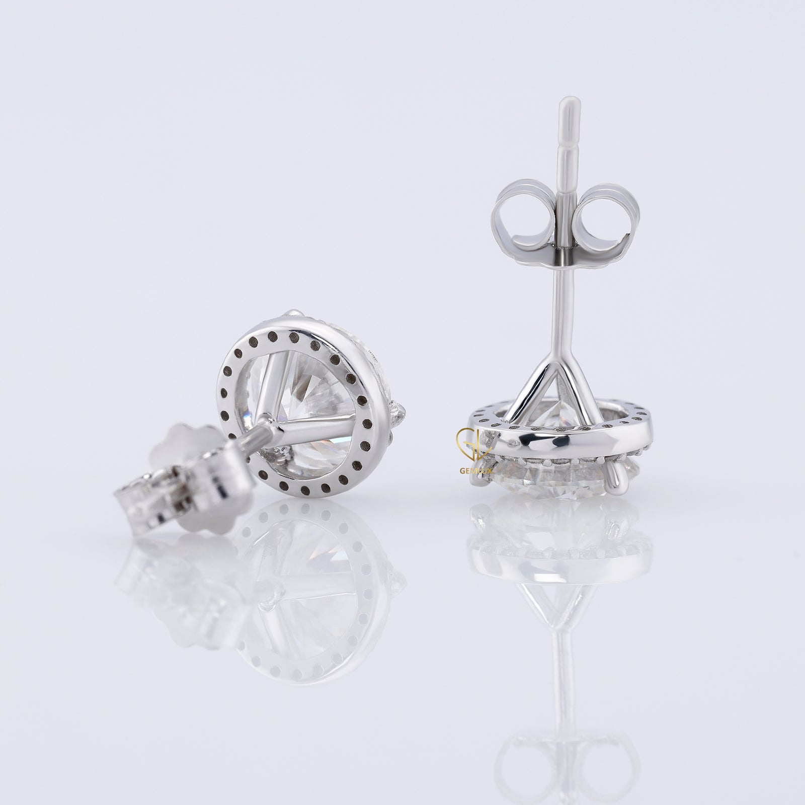 Round Cut Moissanite Halo Earrings