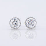 Round Cut Moissanite Halo Earrings