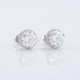 Round Cut Moissanite Halo Earrings