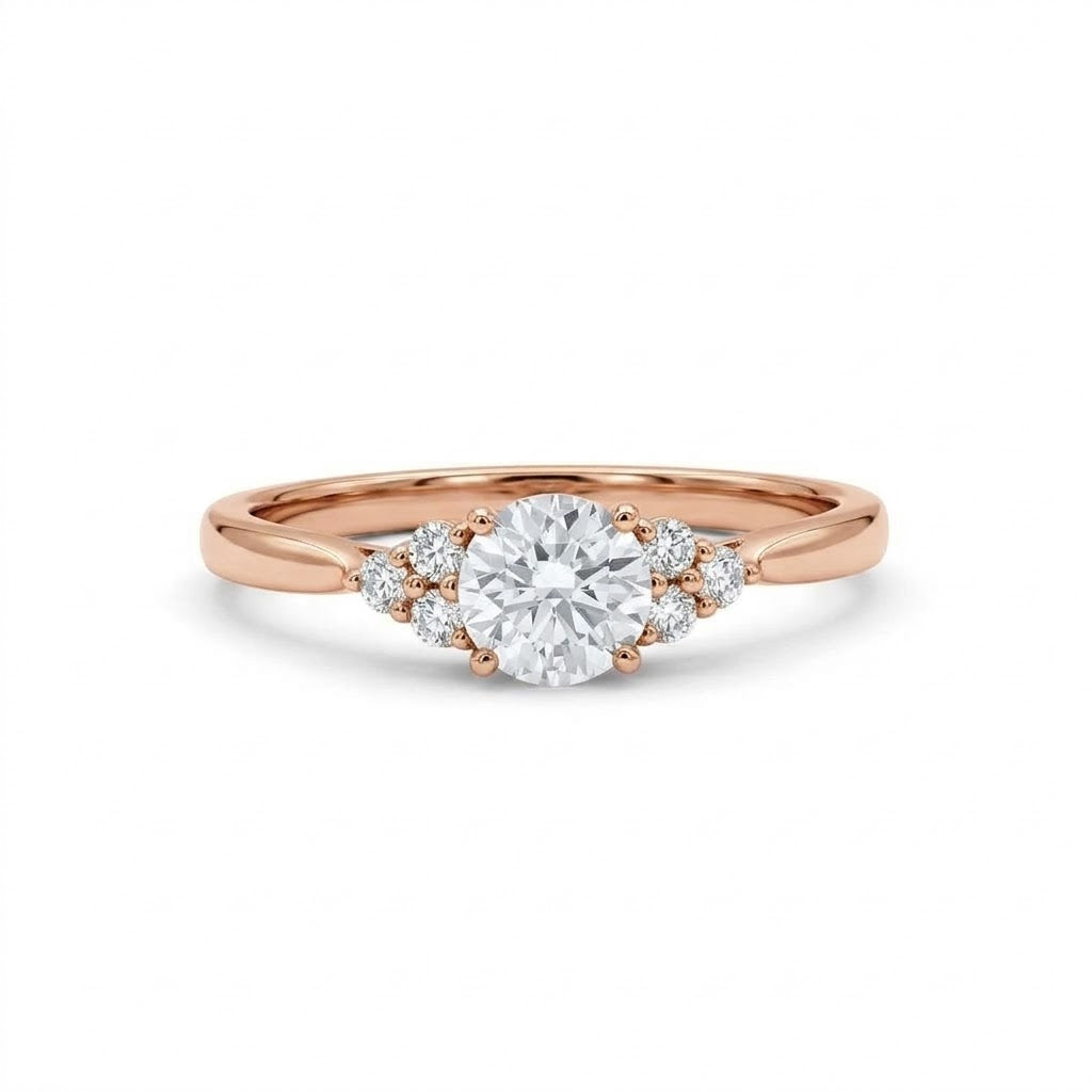 Round Cut Moissanite Seven Stone Ring