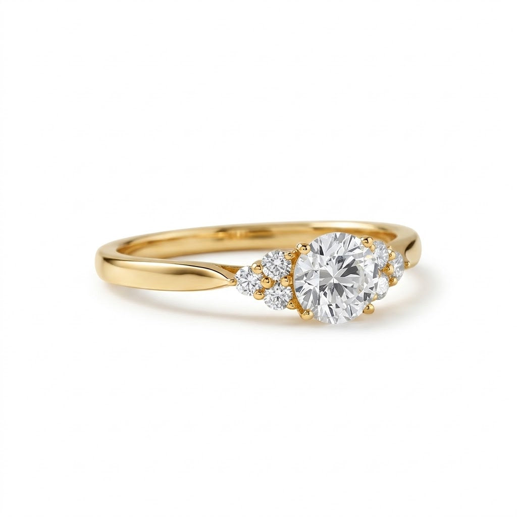 Round Cut Moissanite Seven Stone Ring