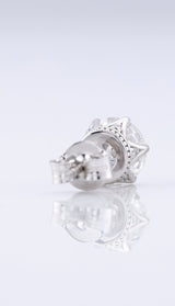Round Cut Moissanite Stud Earrings - White Gold