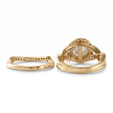 Round Cut Moissanite Twisted Ring With Curved Matching Bridal Ring Set
