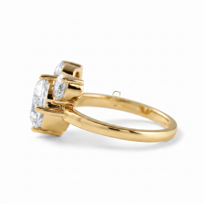 Round Diamond Three Stone Engagement Ring - Micky Mouse Inspired